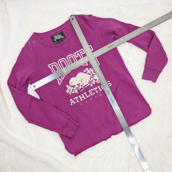 Roots Purple Sweatshirt Crew Neck Raw Hem Size Small - Picture 6 of 10